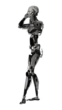 3D çizim erkek Cyborg beyaz