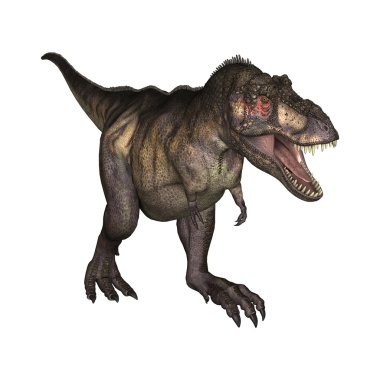 3D çizim Tyrannosaurus beyaz