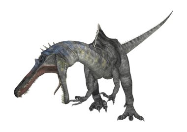 3D render dinozor Suchomimus beyaz