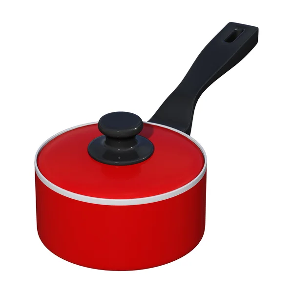 3 d ホワイトに赤の鍋をレンダリング — ストック写真