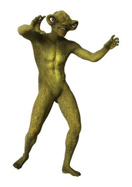 3D beyaz yeşil uzaylı oluşturma