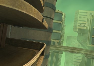 3D render fütüristik şehir