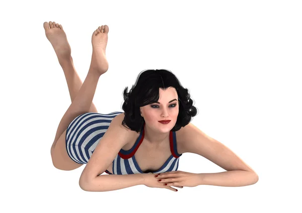 3D rendering Pinup meisje op wit — Stockfoto