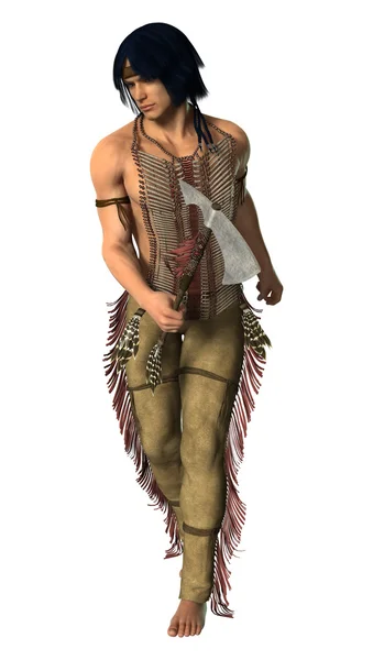 3D rendering Native American Man på vit — Stockfoto