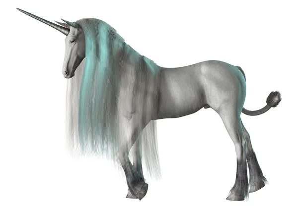 Representación 3D Unicornio de fantasía en blanco —  Fotos de Stock