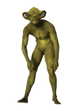 3D beyaz yeşil uzaylı oluşturma