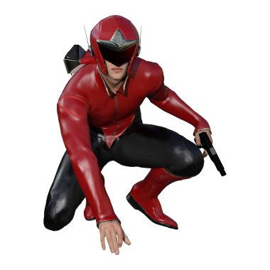 Beyaz 3D render erkek kahraman