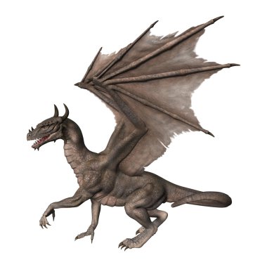 3D render fantezi Dragon beyaz