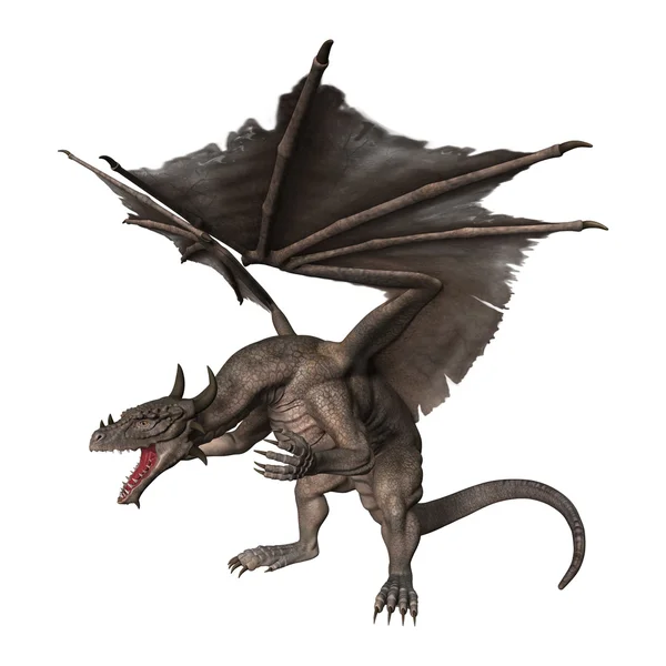 3D renderizando dragão de fantasia em branco — Fotografia de Stock