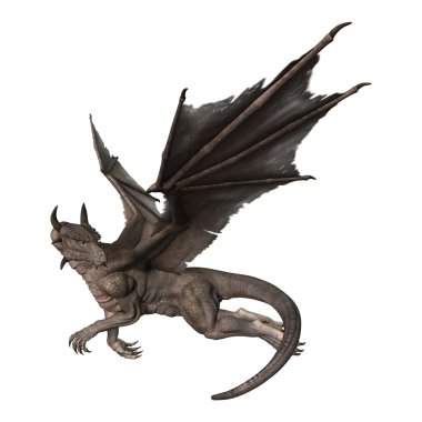 3D render fantezi Dragon beyaz