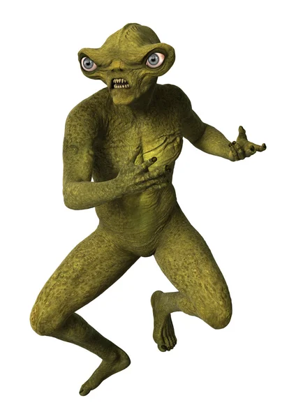 3D renderização verde alienígena em branco — Fotografia de Stock