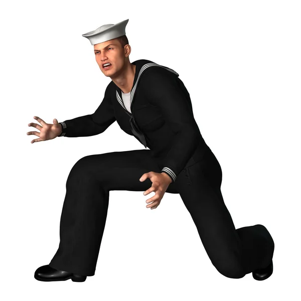 3D vykreslování námořníka na bílém pozadí — Stock fotografie
