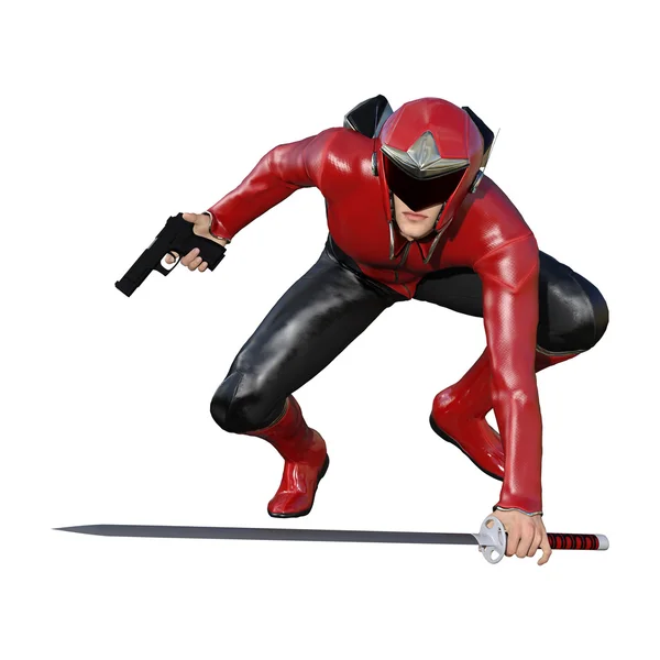 3D vykreslování mužský hrdina na bílém pozadí — Stock fotografie