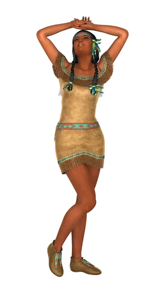 3D rendering Native American Woman på vit — Stockfoto