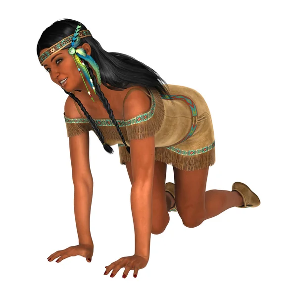 3D rendering Native American Woman på vit — Stockfoto