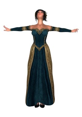 3D render peri masalı Prenses beyaz