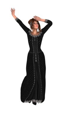 3D render peri masalı Prenses beyaz