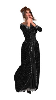 3D render peri masalı Prenses beyaz