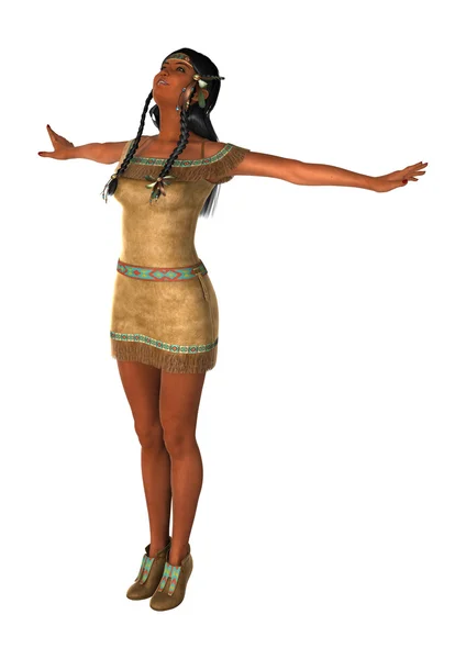 3D rendering Native American Woman på vit — Stockfoto