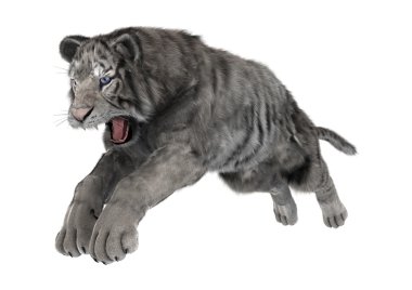 3D beyaz beyaz kaplan oluşturma