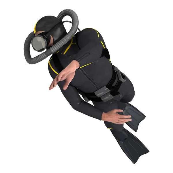 3D Rendering ชาย Diver บนสีขาว — ภาพถ่ายสต็อก