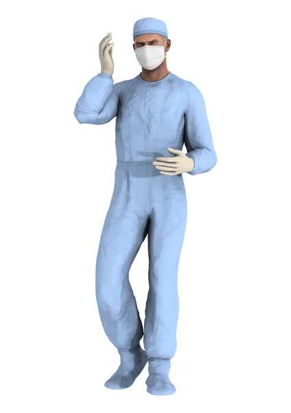 Rendu 3D Homme Docteur sur Blanc — Photo