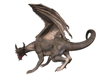 3D render fantezi Dragon beyaz