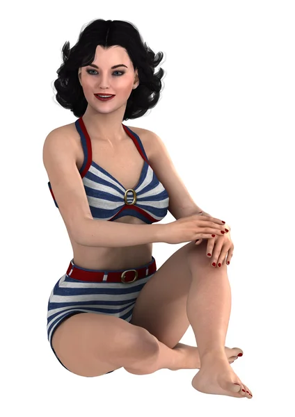 3D-Rendering Pinup Mädchen auf weiß — Stockfoto