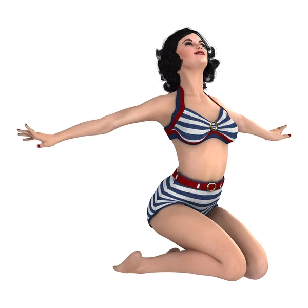 3D rendering Pinup meisje op wit — Stockfoto