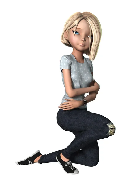 3D renderizado adolescente chica en blanco —  Fotos de Stock