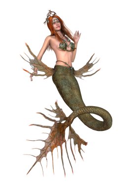 3D render fantezi deniz kızı beyaz