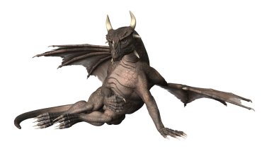 3D render fantezi Dragon beyaz