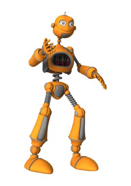 3D render Robot üzerinde beyaz
