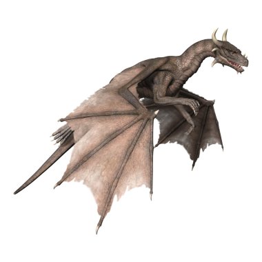 3D render fantezi Dragon beyaz