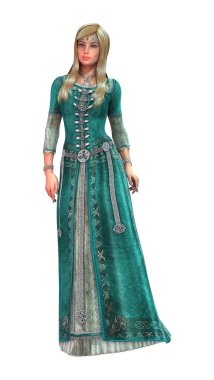 3D render fantezi Prenses beyaz