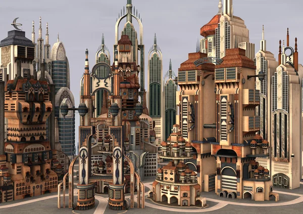 3D-рендеринг футуристического города — стоковое фото