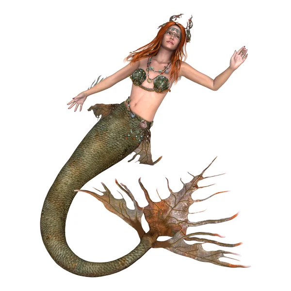 3D render fantezi deniz kızı beyaz — Stok fotoğraf