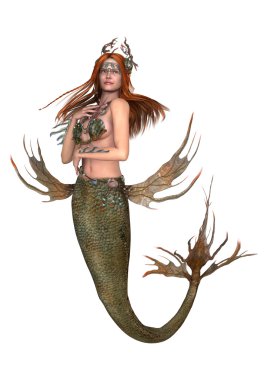 3D render fantezi deniz kızı beyaz