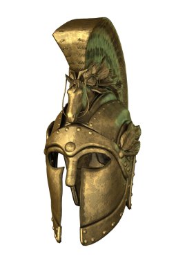 3D render antik Yunan Miğferde beyaz