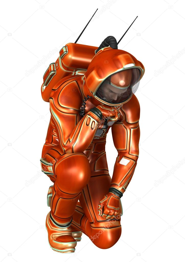 3D Rendering Astronaut on White