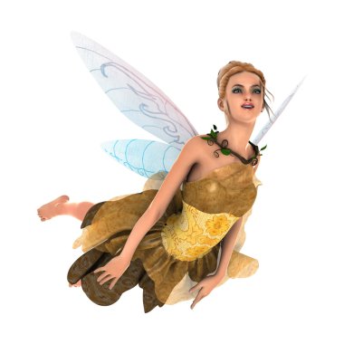 3D render fantezi peri beyaz