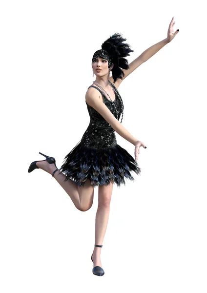 3D Rendering Flapper Ballando sul bianco — Foto Stock