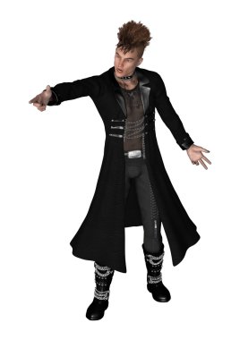 3D render Gotik erkek Model beyaz