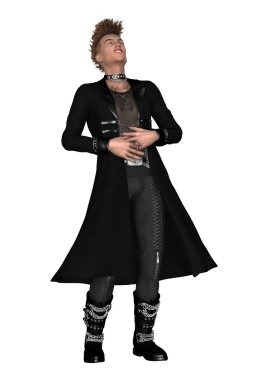 3D render Gotik erkek Model beyaz