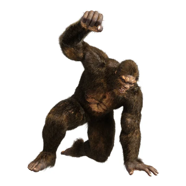 Rendering Sasquatch Bigfoot Isolated White Background — Stock Photo, Image