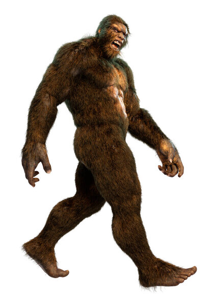 3D rendering of a Sasquatch or Bigfoot isolated on white background