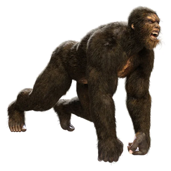 Rendering Sasquatch Bigfoot Isolated White Background — Stock Photo, Image