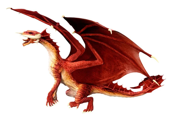 Darstellung Eines Fantasie Drachen Isoliert Auf Weißem Hintergrund — Stockfoto