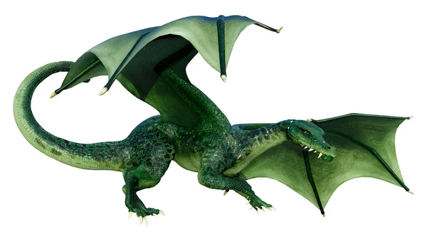 Darstellung Eines Fantasie Drachen Isoliert Auf Weißem Hintergrund — Stockfoto