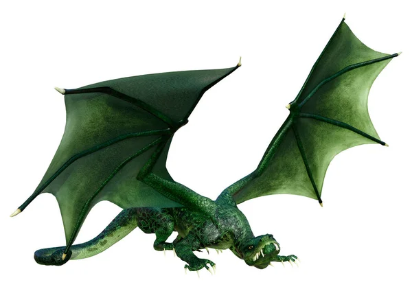 Darstellung Eines Fantasie Drachen Isoliert Auf Weißem Hintergrund — Stockfoto